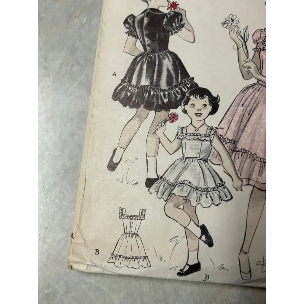 Vintage 1940's Butterick Pattern #5373 Girls Street Dress or Sundress Size 6 HTF